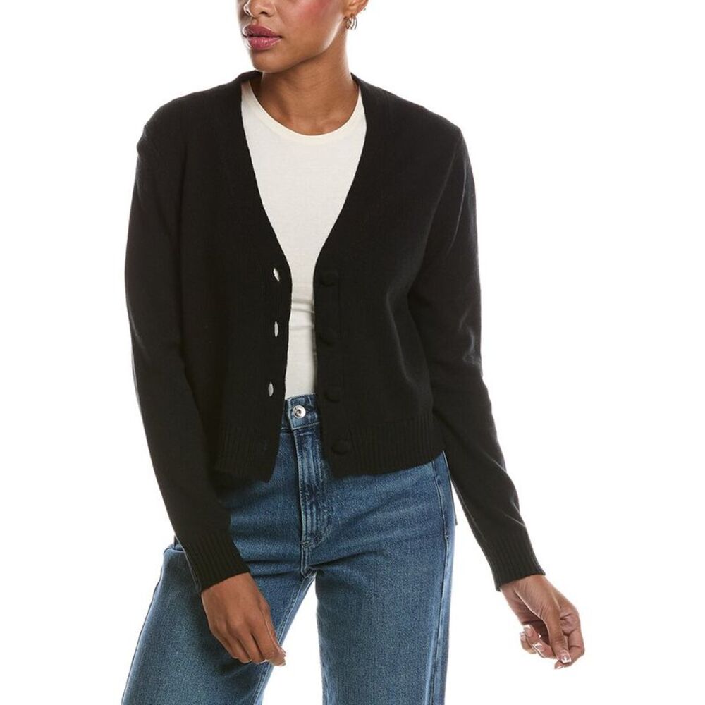 Velvet By Graham & Spencer Womens Etna Cozy Wool-Blend Cardigan, Black